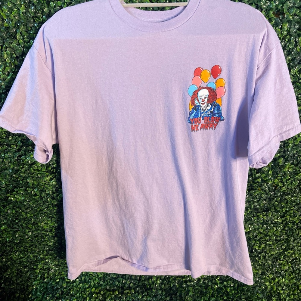 “IT” Clown Horror Movie You Blow Me Away Purple Shirt with balloons Size men’sXL